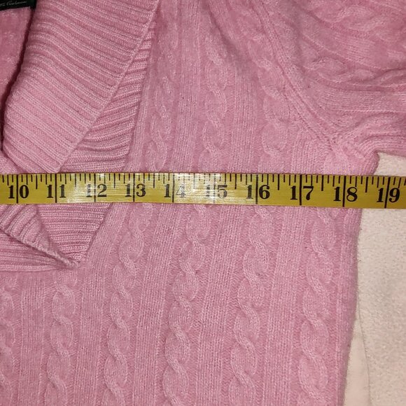 RALPH LAUREN 100% CASHMERE CABLE KNIT SHAWL COLLAR SWEATER PINK SIZE MEDIUM - Picture 5 of 8